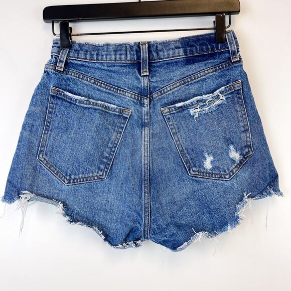 Abercrombie & Fitch 26 2 High Rise Mom Short Curve Love Denim Cut Off Blue - Picture 3 of 8